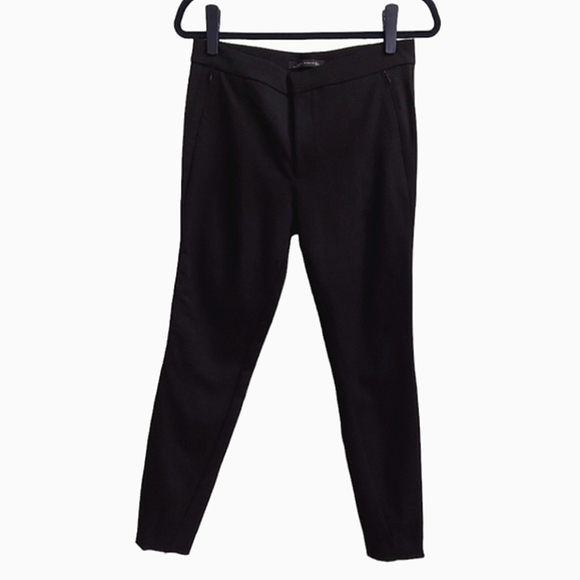 ZARA WOMAN Black Straight Leg Pants with Zippered Hems - Picture 1 of 12